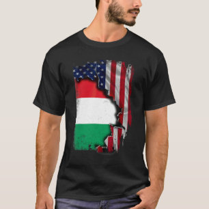T-shirt Hongrois RACINES Demi Drapeau Américain Patriotiq