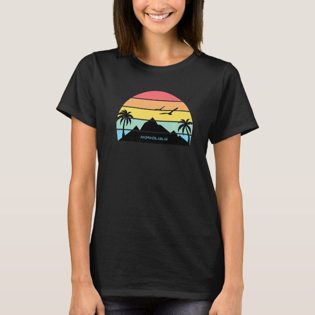 T-shirt Honolulu Oahu Hawaii Beach Surf Aloha Cadeau Maui  (Devant)