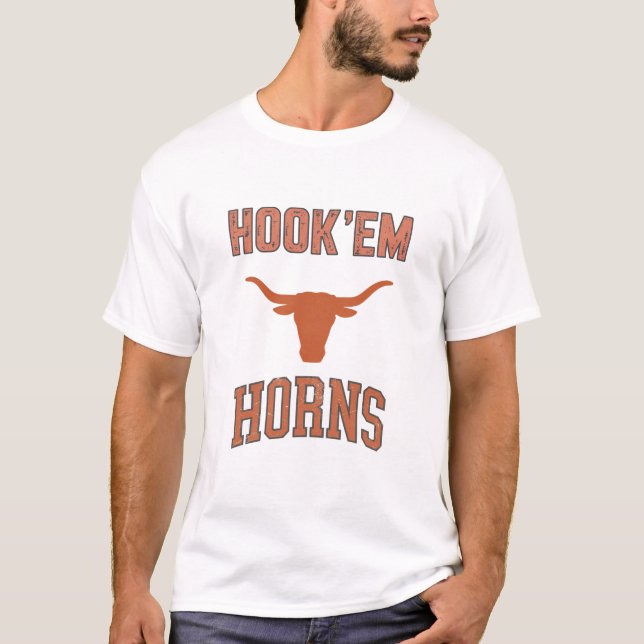 T-shirt Hook'em horns - Texas Bull Head with Longhorns (Devant)