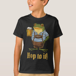 T-shirt Hop To It Lederhosen Frog Holding Bière Drôle