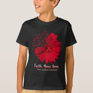 T-shirt Hope Love Heart Disease Awareness Sunflower