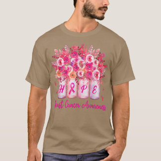 T-shirt Hope Pink Flowers Ribbon Sensibilisation au cancer