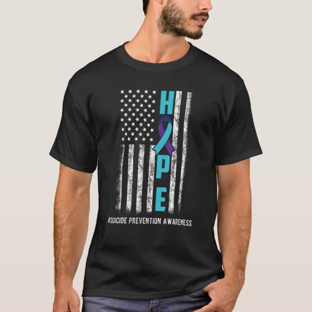 T-shirt Hope USA Sensibilisation au suicide au drapeau Rub (Devant)