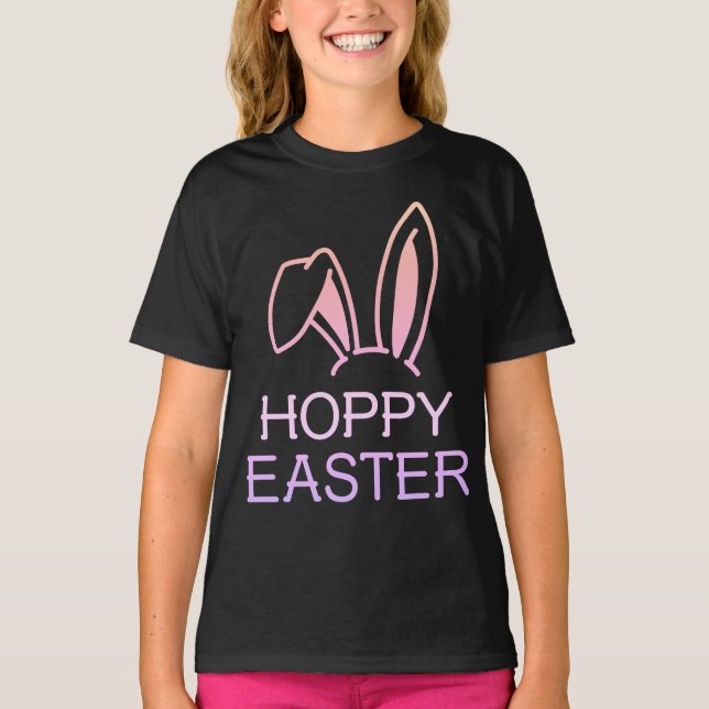 T-shirt Hoppy Hare Pastel Kids Easter Tee (Devant)