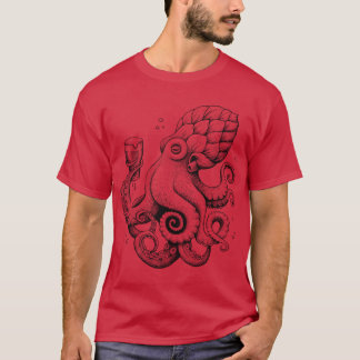 T-shirt Hoptopushe Beer Drinking Octopus