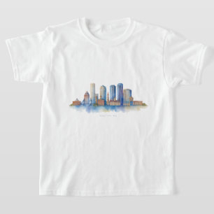 T-shirt Horizon de la ville de Boston à l'aquarelle   Mode