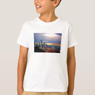 T-shirt Horizon de Seattle Washington au TEXTE SEATTLE de