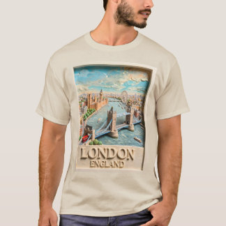 T-shirt Horizon Texturé de Londres Angleterre Art de Voyag