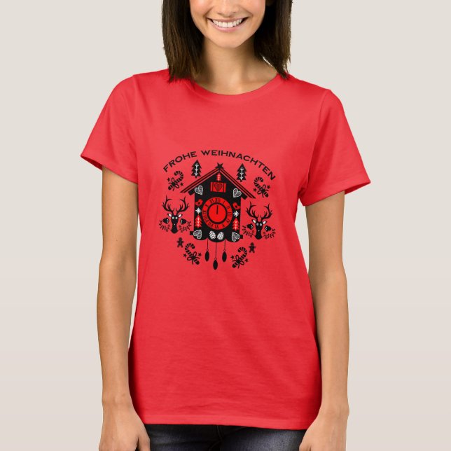 T-shirt Horloge allemande Frohe Weihnachten (Devant)