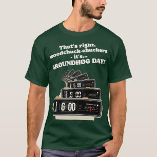 T-shirt Horloge d'alarme de jour de marmotte de bois