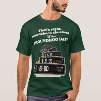 T-shirt Horloge d'alarme de jour de marmotte de bois