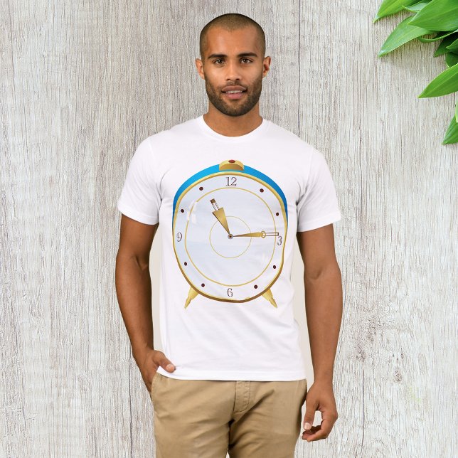T-shirt Horloge rétro d'alarme or avec réglage bleu (Créateur téléchargé)