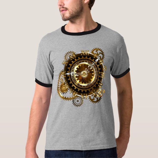 T-shirt Horloge Steampunk avec des engrenages anciens (Devant)