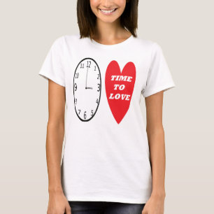 T-shirt Horloge T-Chemise Avec Coeur Rouge Temps D'Amour
