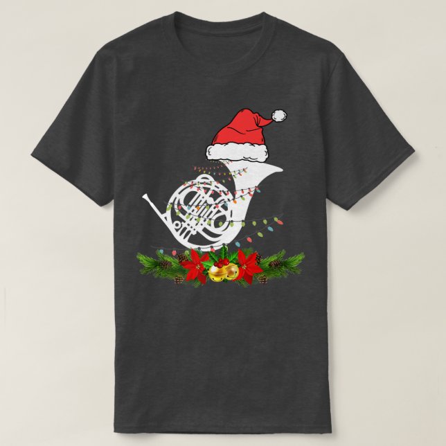 T-shirt Horn Christmas Pajamas Music Instrument  (Design devant)