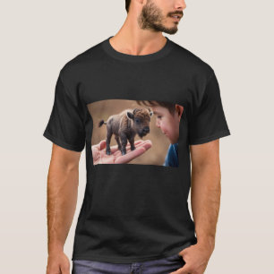 T-shirt Hornbill on Hand Watching Child - Unique Tee