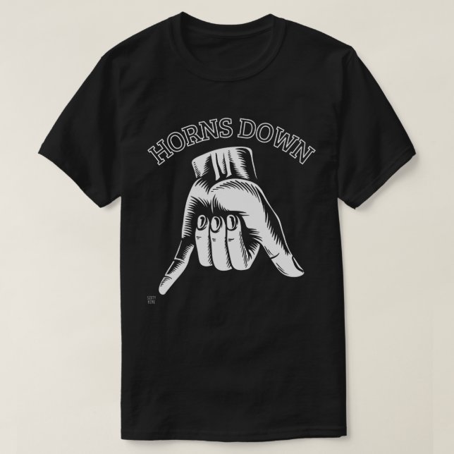 T-shirt "HORNS DOWN" drôle (Design devant)