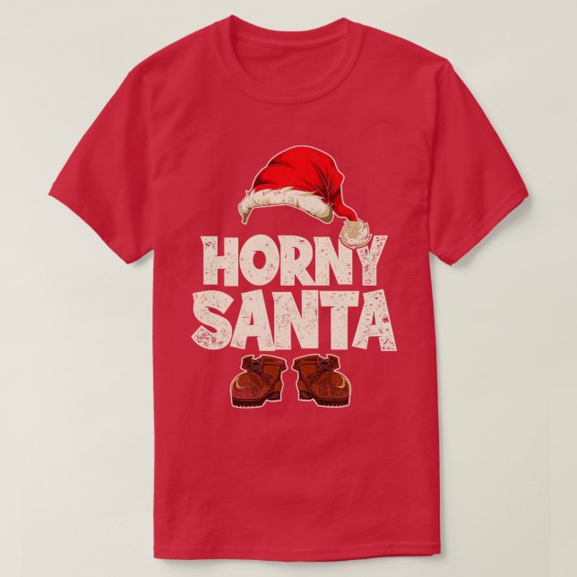 T-shirt Horny Père Noël Funny Noël Père Noël (Design devant)