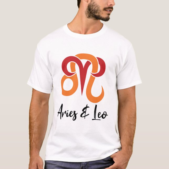 T-shirt Horoscope des couples Aries et Leo Zodiac (Devant)