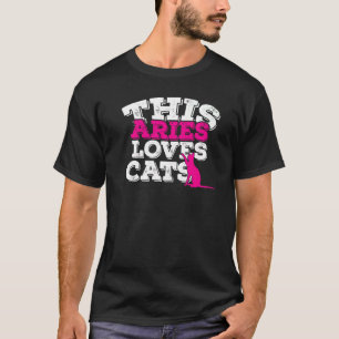 T-shirt Horoscope Signe du zodiaque Bélier Aime les Chats