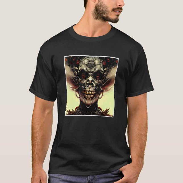T-shirt Horreur crâne Nightmare Déplaisant Face Unique Di (Devant)