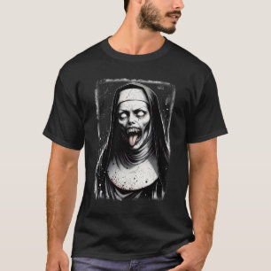 T-shirt Horreur Nonne Effrayante Démon Maudit Mal Évêque O