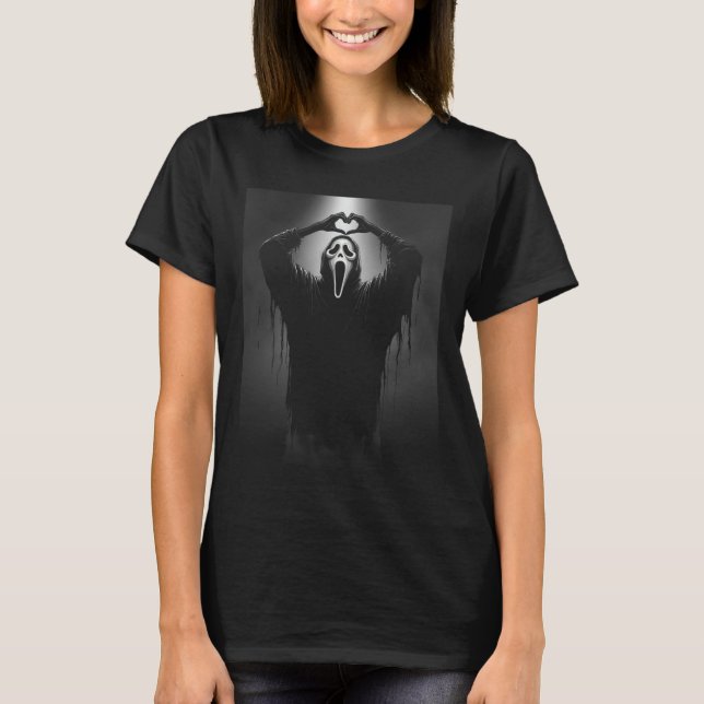 T-shirt Horreur Visage Horreur Coeur fantôme Mains Déplais (Devant)