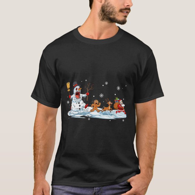 T-shirt Horror Snowman Christmas Reindeer Gingerbread Sant (Devant)