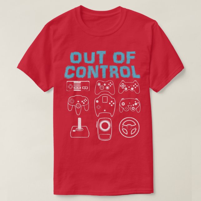 T-shirt HORS DE CONTRÔLE Funny Retro Video Joueur dans Gar (Design devant)