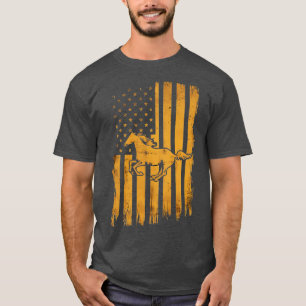 T-shirt Horse American Flag USA 4 juillet Hommes Femmes Ga