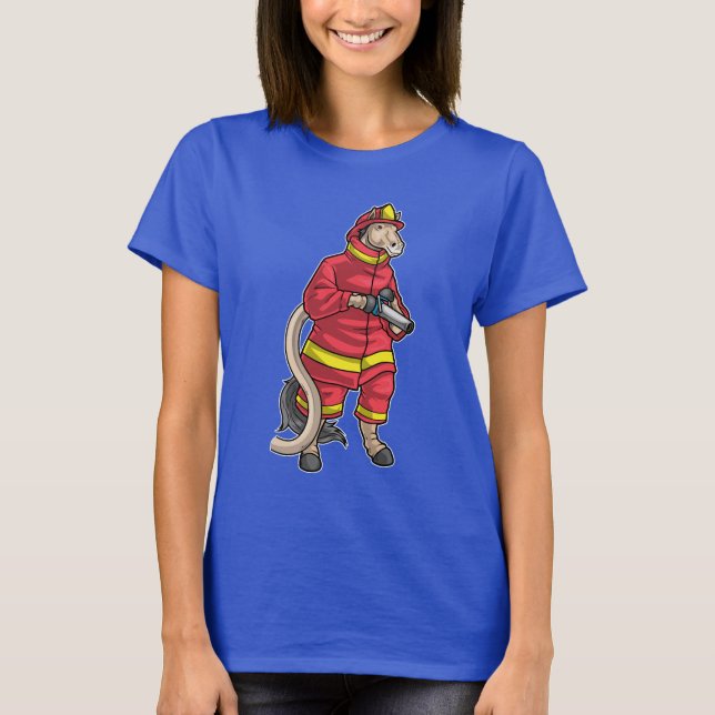 T-shirt Horse Firefighter Fire hose (Devant)