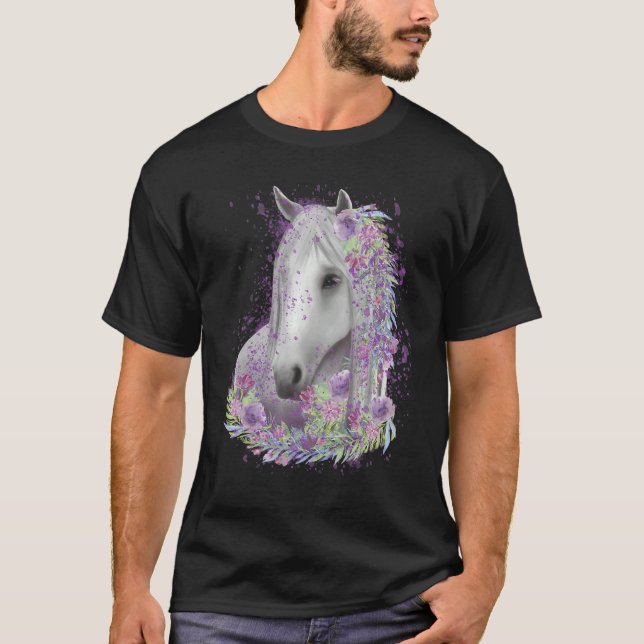 T-shirt Horse Flowers Horseback équitation Propriétaire du (Devant)