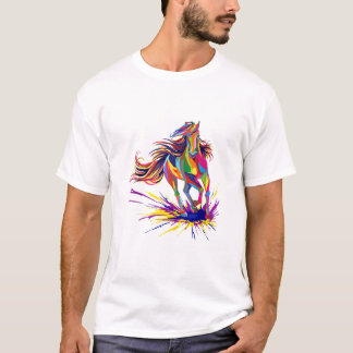 T-shirt Horse Girl Aquarelle Équitation Course Eque