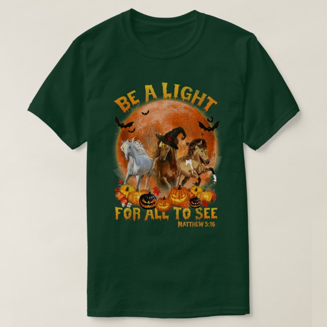 T-shirt Horse Lover Sorcière Citrouille de peur Boo Ghost  (Design devant)