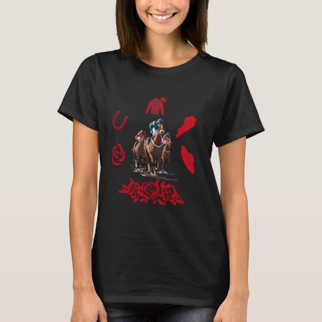 T-shirt Horse Racing Race Day Funny Jockeys Running Run 15 (Devant)