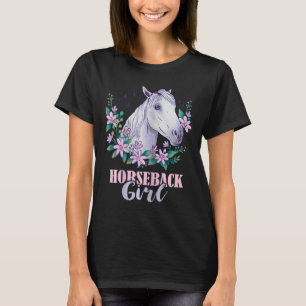 T-shirt Horseback Girl Horseback équitation Cheval Lover E