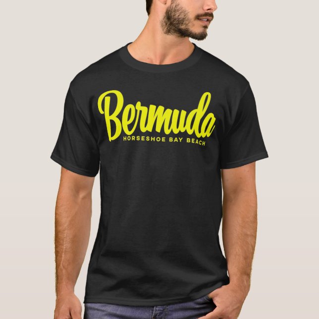 T-shirt Horseshoe Bay Beach Bermudes texte jaune Premium (Devant)