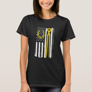 T-shirt Horseshoe Ferrier Horse Us Drapeau Américain Indép