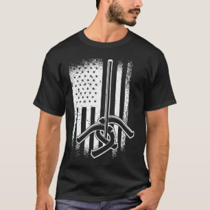 T-shirt Horseshoe Pitching American USA FLag
