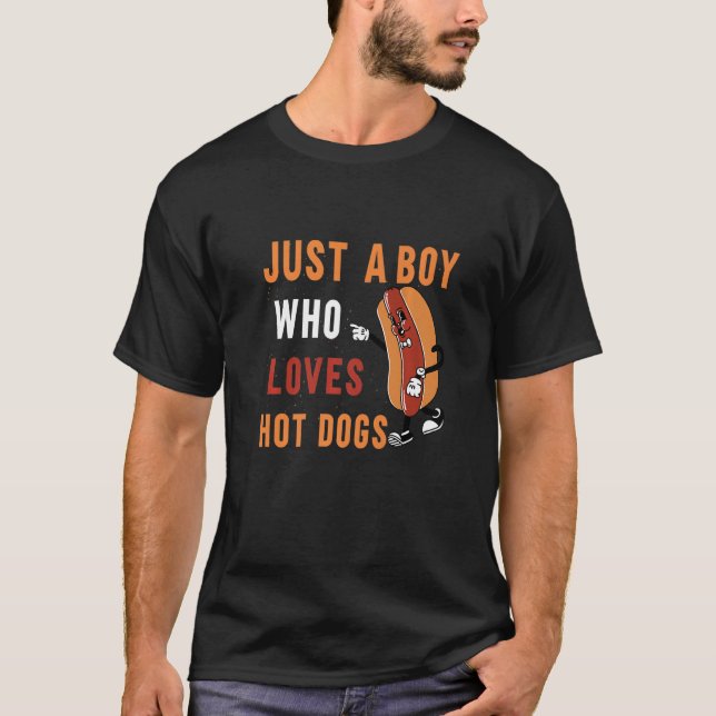 T-shirt Hot Chien Juste Un Garçon Qui Aime Hot Chiens Cham (Devant)
