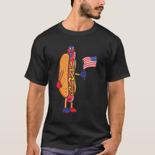 T-shirt Hot dog 4 juillet Lunettes de soleil American Flag