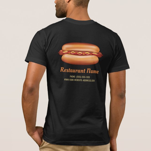 T-shirt Hot Dog Fast Food Restaurant Logo personnalisé (Dos)