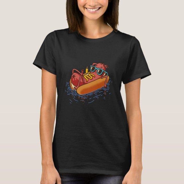 T-shirt Hot Dog In A Swimming Pool Summer Vacation Foodie (Devant)