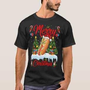 T-shirt Hot Dog Lights Xmas Tree Père Noël Hot Dog Noël
