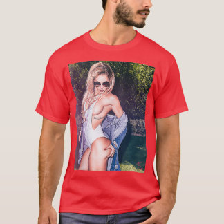 T-shirt Hot Girl Graphic Tee  Beautiful Blonde Pinup Model