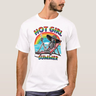 T-shirt Hot Girl Summer Skeleton Retro Beach Design