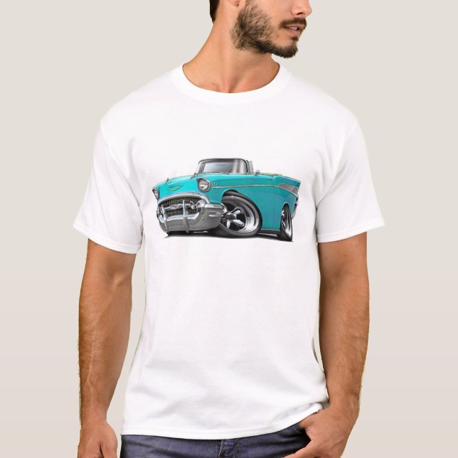 T-shirt Hot rod 1957 de convertible de turquoise de Chevy (Devant)