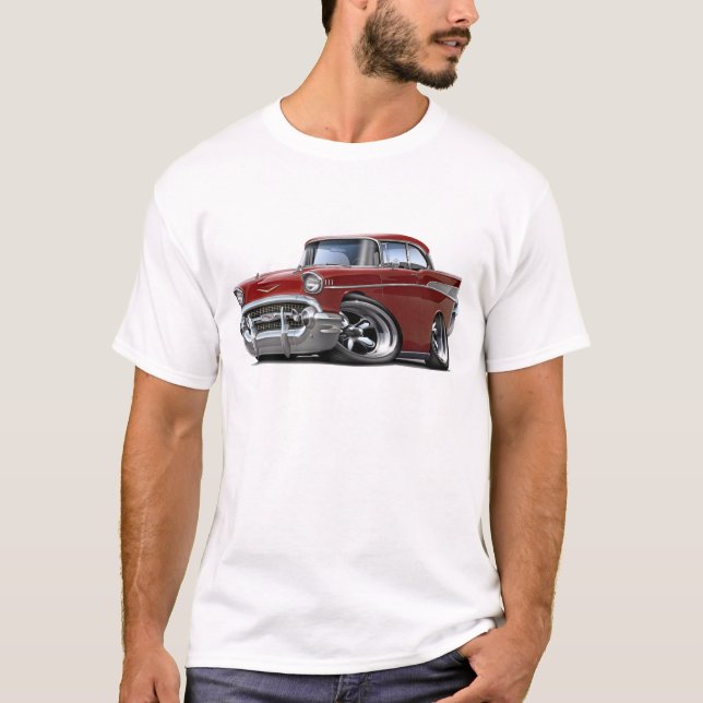 T-shirt Hot rod 1957 marron de Chevy Belair (Devant)