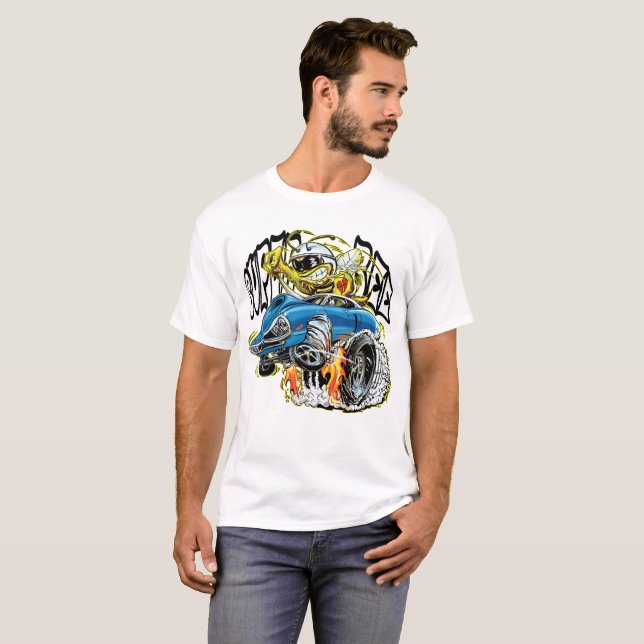 T-shirt Hot rod d'abeille de monstre (Devant entier)