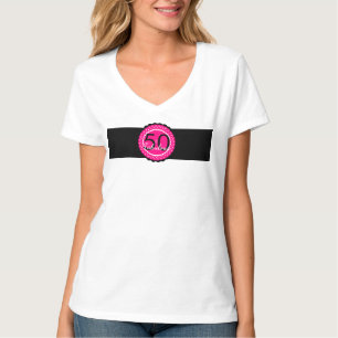T-shirt Hot rose et noir 50 & Fabuleux cadeau d'anniversai